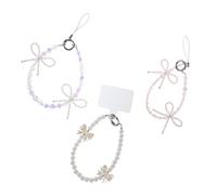 ROMISBABA 3 pièces Set de Lanières Téléphone Courtes Détachables avec Breloques Rose et Bleu Chaînes pour Coque Portable Accessoires Élégants Anti-chute