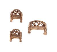 ROMISBABA 3Pièces Décoration de Jardin Miniature de Résine Mini Banc Mini Chaises pour Fées Pots de Fleurs Ornements Artisanaux Colorés pour Jardin