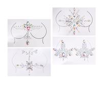 ROMISBABA 4 Ensembles Autocollants de Poitrine en Acrylique Argenté pour Festivals et Fêtes, Décoration Visage et Corps, Kit DIY Gemmes Brillantes pour Femmes