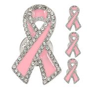 ROMISBABA 4 pièces Broche Ruban Cristal Sensibilisation Cancer Du Sein et Sida Épingles Revers Résistantes Décoloration pour Femmes Accessoires de Lutte Alliage Souvenir Journée Mondiale le