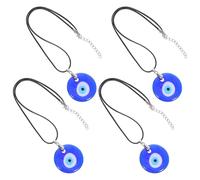 ROMISBABA 4 pièces Collier Mauvais Œil Verre Bleu Pendentif Rond Élégant Unisexe Bijou de Protection Chanceux Résistant Aux Rayures Style Unique pour Femmes et Hommes