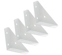 ROMISBABA 4 pièces Lot de Équerres Triangulaires Renforcées Fer Blanc Supports Angle Robustes pour Meubles Étagères Murales et Renforts Assemblage