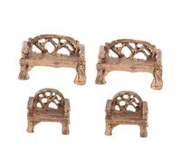 ROMISBABA 4 pièces Miniature Resin Chair Set Delicate Micro Landscape Decor for Garden and Photo Props Mini Bench Ornament for Home and Office