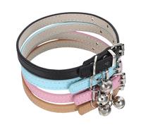 ROMISBABA 4 Pièces Petit Collier pour Chien en Cuir Pu avec Clochette, Boucle Ajustable, Confortable et Décoratif, pour -nés et Chiots Quotidien