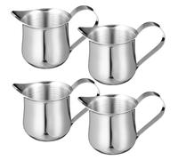 ROMISBABA 4 pièces Pot à Lait Inox avec Bec Verseur pour Espresso Latte Bar Multifonction pour Crème Sauce