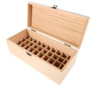 ROMISBABA 40 Grilles Boîte de Rangement Pin pour Huiles Essentielles Compartiments Organisateur Compact Bois Naturel pour Stockage et Présentation Huiles Aromathérapiques Maison et Spa