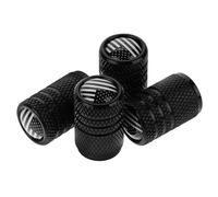ROMISBABA 4pcs Bouchons de Valve Voiture en Alliage D'aluminium Noir, Installation Facile, Décoration Élégante pour Pneus, Protection Anti-poussière et Étanchéité Fiable