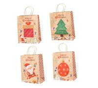ROMISBABA 4pièces Sachet à Bonbons de Noël Papier Kraft Pochette Cadeau pour Offrir Cadeau pour Ranger Biscuits et Friandises Style Aléatoire