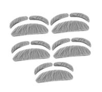 ROMISBABA 5 ensembles Set de Barbes et Moustaches Auto-adhésives Fourrure Synthétique pour Cosplay Ancien Professeur Sourcils et Barbe Grise Réaliste pour Halloween Théâtre et Fêtes