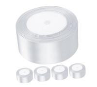 ROMISBABA 5 rouleaux Ruban Satin Cadeau Polyester Blanc DIY Ruban Décoratif pour Mariage Fête Noël Bouquets et Artisanat