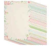 ROMISBABA 50 pièces Papier à Lettre à Bordure Fleurie Romantique Papier Écriture pour Notes et Correspondance Papeterie Élégante pour Anniversaire Mariage Fête Prénatale et Occasions