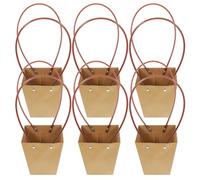 ROMISBABA 6 Paquet en Papier Kraft Marron pour Bouquets de Fleurs avec Poignée, Pratique pour Transporter, Lot de 6, Style Simple et Élégant