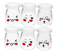 ROMISBABA 6 pièces Lot de Bocaux Verre à Large Ouverture avec Couvercle Hermétique pour Confiture Yaourt Pudding Bouteilles Alimentaires et Étanches