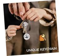 ROMISBABA 6 pièces Lot de Porte-clés Boules Disco Miroir Argentées Accessoires Suspendus pour Fêtes et Cadeaux de Noël Décorations Thème Disco Années