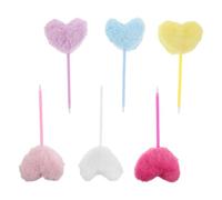 ROMISBABA 6 Pièces Lot de Stylos à Bille Forme de Cœur avec Pompon Pelucheux Stylos Mignons pour Étudiants Accessoires Écriture Légers pour Bureau et École Cadeaux de Fête Saint-valentin et