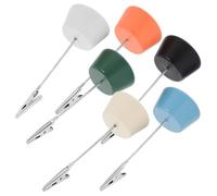 ROMISBABA 6 pièces Porte-cartes Bois avec Pince Crocodile Multifonction pour Photos Notes Numéros de Table Support Bureau Élégant et Stable Couleurs Assorties