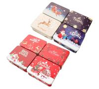 ROMISBABA 8 Pièces Boîtes Métal Noël avec Couvercle Boîtes Cadeau Cartes Tôle Coffrets Présents Festifs Rigides et Colorés pour et Décoration