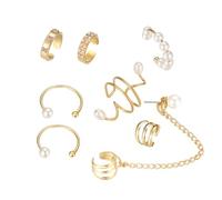 ROMISBABA 8 pièces Boucles Oreilles Perles Non Percées Ear Clips Élégants pour Hommes et Femmes Bijoux Délicats et Uniques Parfaits pour Toutes Occasions