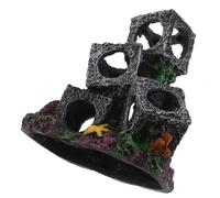 ROMISBABA Abri pour Aquarium en Résine 5 Cubes Empilables - Cachette pour Crevettes, Poissons Betta et Cichlidés - Décoration Rocheuse sous-Marine pour Reproduction et Refuge Aquatique