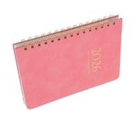 ROMISBABA Agenda Cuir PU Rose Carnet Spirale Hebdomadaire et Mensuel avec Planification par Blocs Horaires et Suivi des Objectifs Organiseur Quotidien Anglais