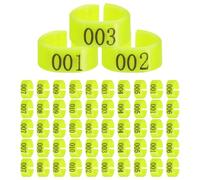 ROMISBABA Anneaux de Poulet Numérotés 001-100 en Plastique Jaune, Réutilisables, Diamètre 8mm, pour Élevage de Volaille, Lot de 100 Bagues en PP pour Petites Volailles