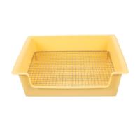 ROMISBABA Bac à Litière pour Lapins et Petits Animaux en Polypropylène Crème Jaune Bac D’Intérieur Filet Anti-Chute Facile à Nettoyer pour Cobayes Hamsters et Chinchillas Accessoire