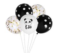 ROMISBABA Ballons Panda en Latex 12 Pouces Ensemble de 15 Ballons Décoratifs à Paillettes Noirs et Dorés Ruban Noir pour Fête D’Anniversaire Mariage et Décoration Thématique