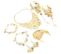 ROMISBABA Bijoux de Danse Du Ventre Femme Ensemble Complet Doré Léger Collier Bracelet Cheville Boucles Oreilles Accessoires de Scène pour Festivals et Costumes