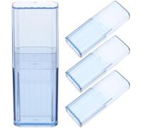 ROMISBABA Boîte de Rangement Transparente Portable pour et Cure-Dents Lot de 4 Petites Boîtes en Bleu Transparent Étuis Compacts pour Organisation de Petits Objets Voyage et Bureau