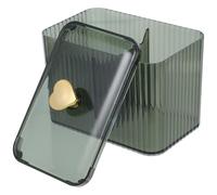 ROMISBABA Boîte de Rangement Transparente pour Cotons et Cotons-tiges avec Compartiments Divisés en Pet Vert, Organiseur Multifonction pour Coiffeuse et Salle de Bain