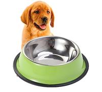 ROMISBABA Bol Acier Inoxydable Antidérapant pour Chiens Et Chats Gamelle Verte De Idéale pour Nourriture Et Eau Fournitures pour Animaux De Compagnie