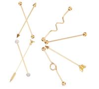 ROMISBABA Boucles D'oreilles Industrielles Flèches En Acier Inoxydable Doré, Vis à Oreilles Haltère Unisexe, Lot De 8 Pièces Pour Piercing Trendy Femme Et Homme