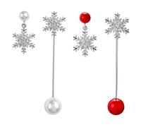 ROMISBABA Boucles D'oreilles Longues Pendantes en Argenté 925 Pendentifs Flocons de Neige et Perles Lot de 2 Paires pour Anniversaire et Occasions Spéciales