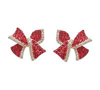 ROMISBABA Boucles d'oreilles nœud rouge élégantes pour femmes et adolescentes accessoires mode cadeau pour fêtes et occasions spéciales