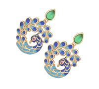 ROMISBABA Boucles D'oreilles Percées Rétro en Agate et Émail Peacock, Style Chinois Hanfu, Bijoux Femmes, Pendantes Vintage, Couleur Émail Multicolore, Taille Standard