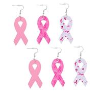 ROMISBABA Boucles D'oreilles Pour Femmes En Cuir Pu Ruban Santé Mammaire, Boucles D'oreilles De Larme Fantaisie, 3 Paires Multicolores Pour Conférences Et Occasions Spéciales