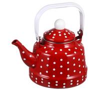 ROMISBABA Bouilloire Émail avec Filtre Bouilloire à Thé Épaisse pour Cuisinière Pot à Café Chauffant Design Vintage Rouge à Pois pour Usage Domestique