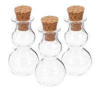 ROMISBABA Bouteilles en Verre Flacons Transparents Lot de 3 Forme de Gourde Bouchons en Bois pour Décoration DIY et Accessoires Photo pour Bouteilles à Dérive