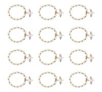 ROMISBABA Bracelet Chapelet Élastique en Perles Blanches, Forme Croix, Taille Unique, 12 Pièces, Bijou de Baptême pour Garçon et Filles, Présent Première Communion et Baptême Garçon Fille