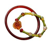 ROMISBABA Bracelet Chinois Vintage Perles Immitant le Bois Rose de Bracelets Esthétiques pour Filles Adolescentes Accessoire Élégant Style Chinois Traditionnel