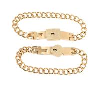 ROMISBABA Bracelet de Couple en Alliage Doré Design Cœur Entrelacé Serrure et Clé Unisexe et Inaltérable Accessoire Chic pour Présent Anniversaire Mariage ou Usage Quotidien