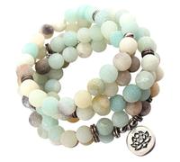 ROMISBABA Bracelet et Collier Pierre Naturelle Perles Lotus Unisexe Accessoire Léger pour Cadeau Homme Femme