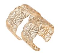 ROMISBABA Bracelet Manchette Large Métallique Style Géométrique Ouvert Duo de Bracelets Dentelle Creuse pour Femme Accessoire Minimaliste Chic