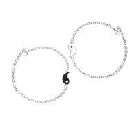 ROMISBABA Bracelets Yin Yang Assortis pour Couples en Acier Inoxydable, 1 Paire de Bracelets Doubles Taiji Unisexes Résistants à L’usure, Bijoux D’amitié et Relations à Distance, Style