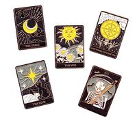 ROMISBABA Broche Cartes De Tarot En Métal Émail Esthétique, Lot De 5, Décoration Gothique, Pour Femme, Accessoires Mode Pour Vêtements Et Paquet, Design Cartoon, Taille Standard