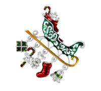 ROMISBABA Broche de Noël en Alliage avec Pierres Brillantes Broche de Vêtement de Noël de Dessin Animé Décoration Festive Légère et Compacte Accessoire Mode et Banquet 1 Pièce