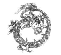 ROMISBABA Broche Dragon Chinoise Vintage Argenté Épingle Décorative pour Vêtements Homme Accessoire pour Costume Chapeau et Écharpe Fête des Pères et Occasions Spéciales