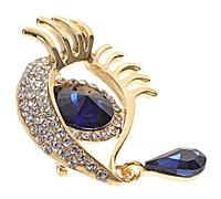 ROMISBABA Broche en Alliage et Cristaux Doré D'œil Bleu et Larme, Épingle à Manteau Portable et Sécurisée pour Vêtements et Foulards, Design Unique pour Femmes