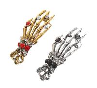 ROMISBABA Broche Halloween Squelette Main Strassée Décoration Portable Thème Effrayant Accessoire Cadeau Femme Couleur Aléatoire