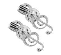 ROMISBABA Broches en Alliage Doré Note de Musique et Microphone Unisexes Accessoire Simple Métal pour Hommes et Femmes pour Vêtements, Paquet, Fêtes Lot de 2 Pièces, Couleur Argentée
